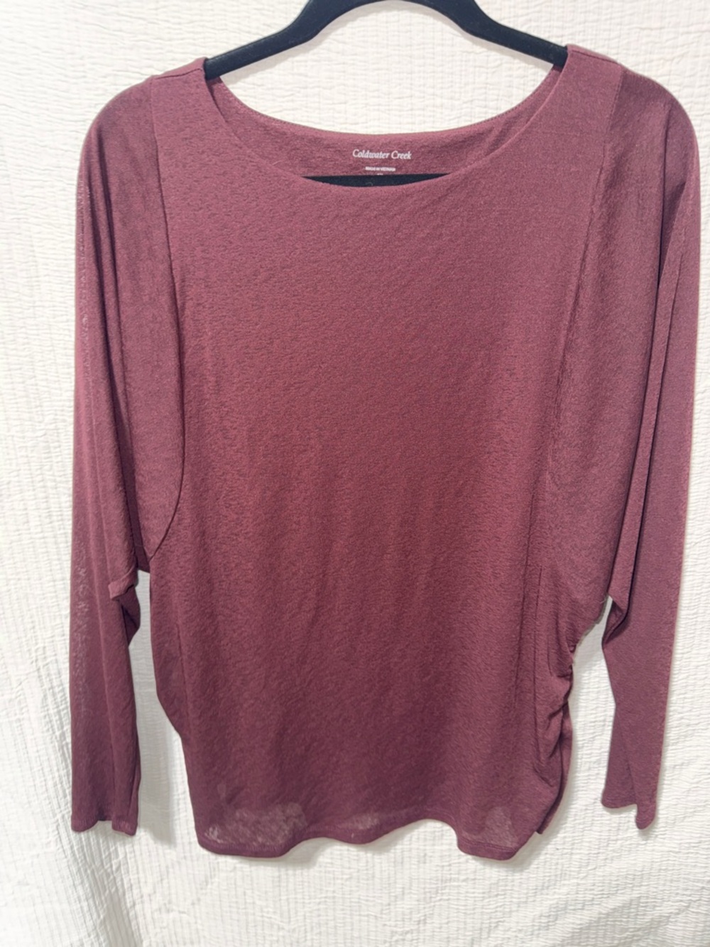 Coldwater Creek Long Sleeve Scoop Neck Top - Bordeaux